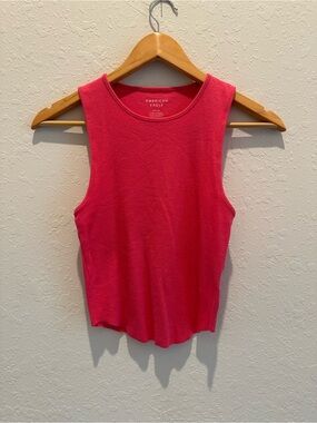 American Eagle Outfitters Pink Ribbed Scoop Crop Tank